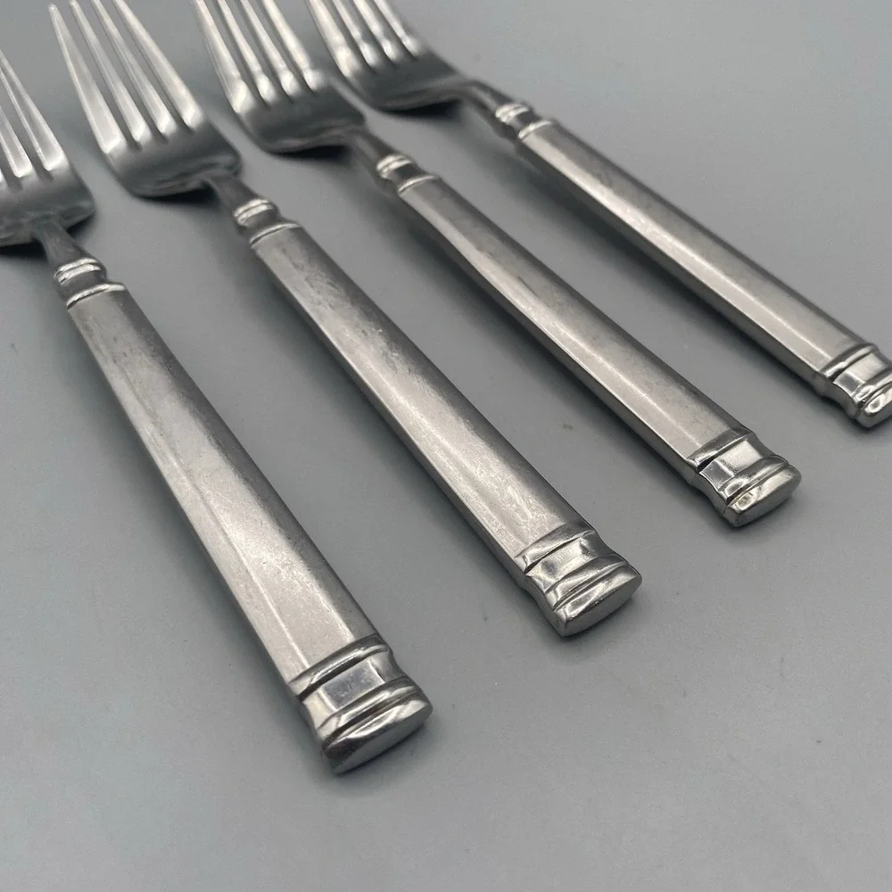 Hampton Silversmiths OPTIMUM  4pcs Salad Forks Frosted Stainless Flatware 6-7/8